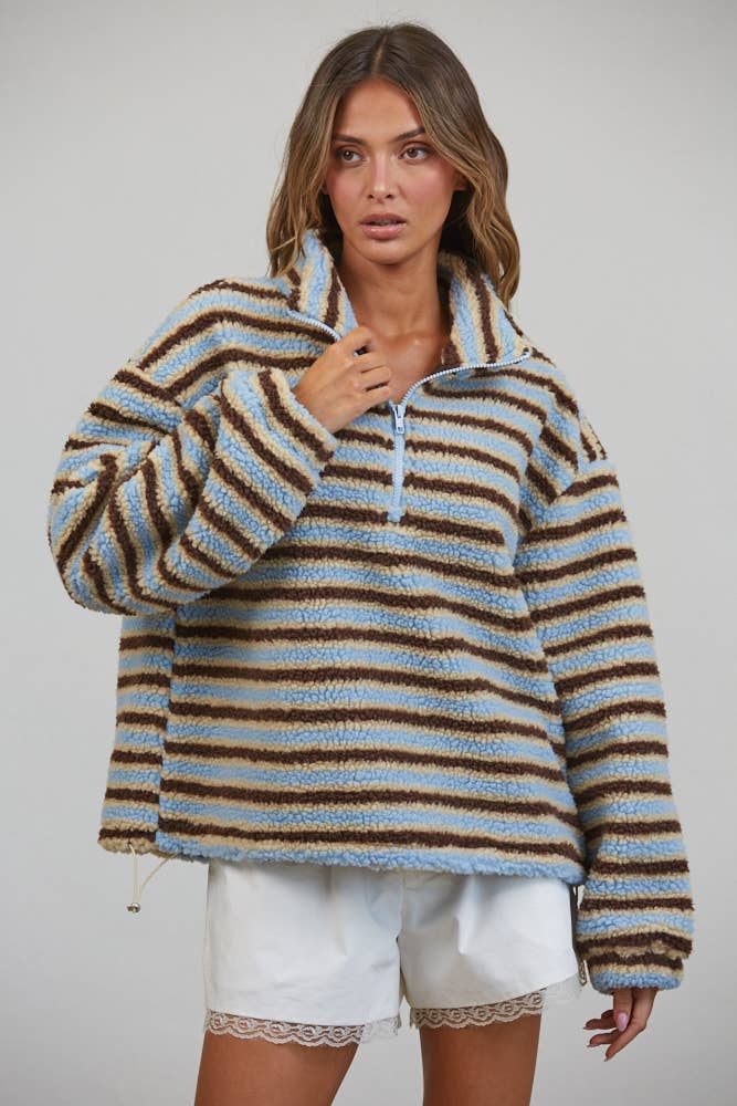 Sherpa Striped Half Zip Pullover