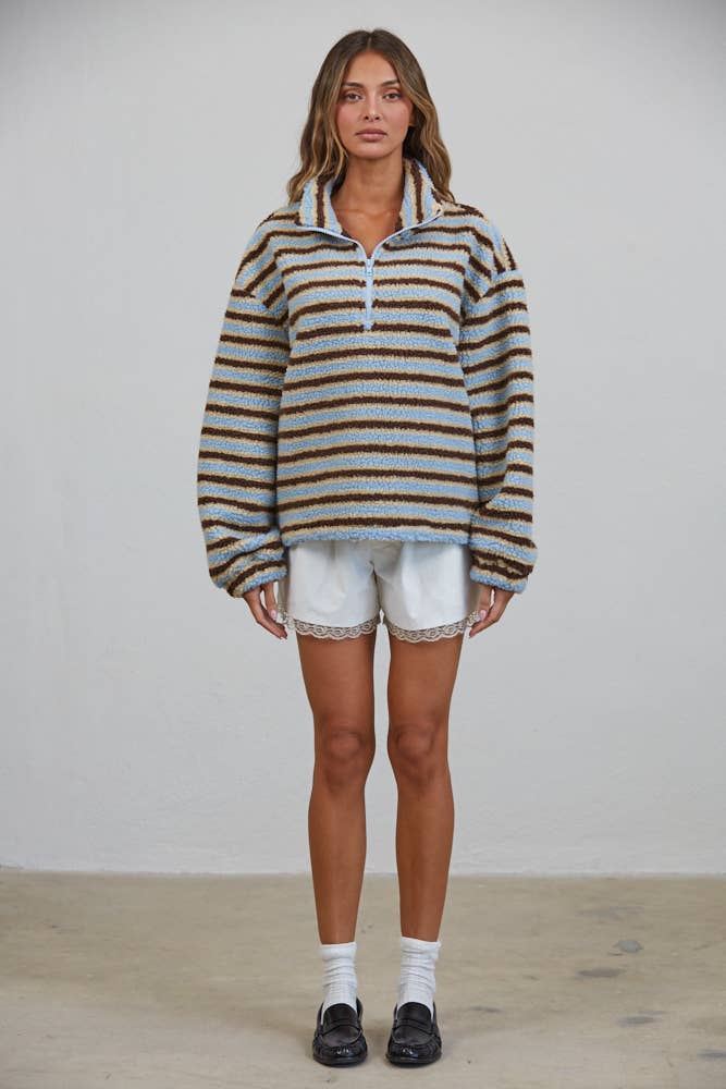 Sherpa Striped Half Zip Pullover