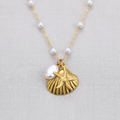 Ocean Shell Stainless Steel Necklace with Starfish Pendant
