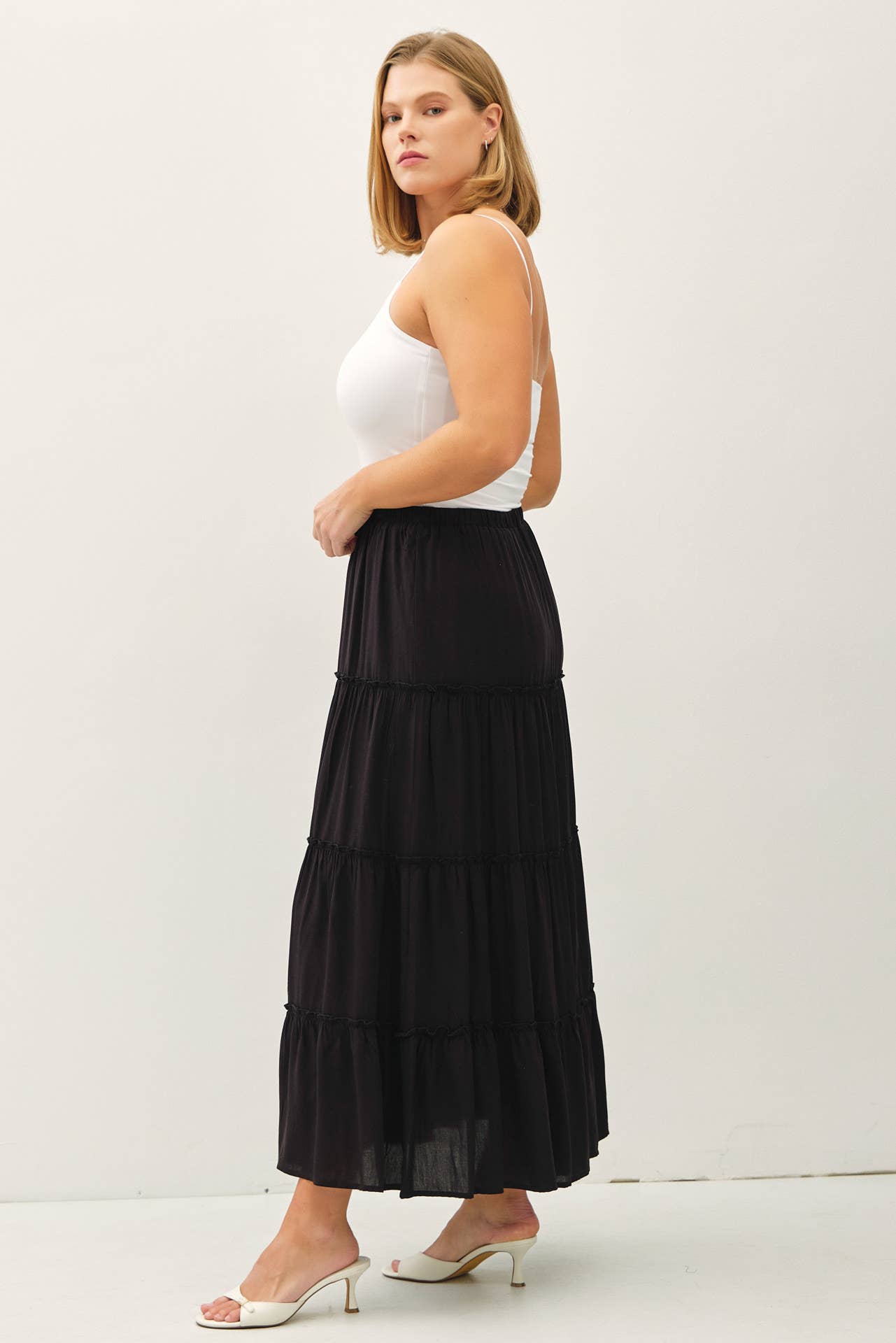 Plus Size Tiered Maxi Skirt