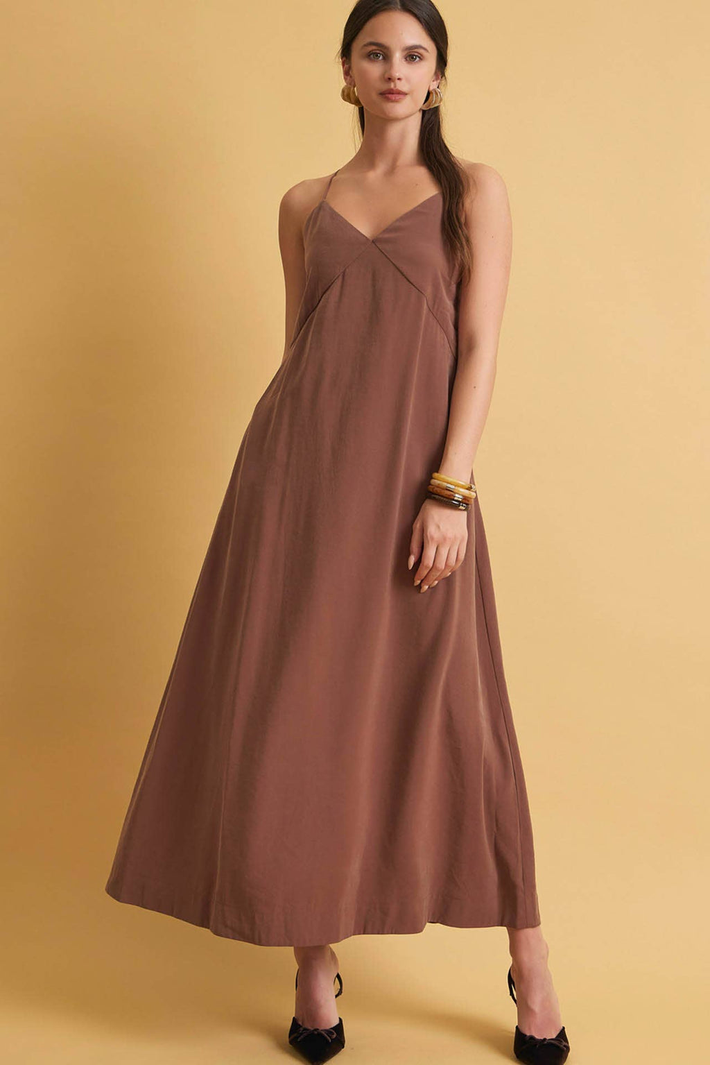 STRAPPY TRAPEZE MAXI DRESS