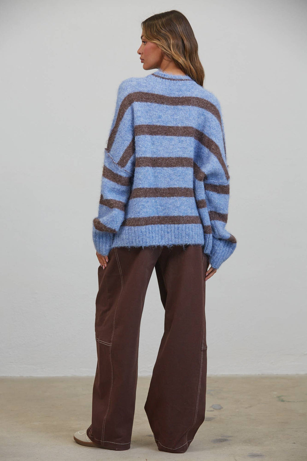 Fuzzy Boyfriend Fit Stripe Sweater