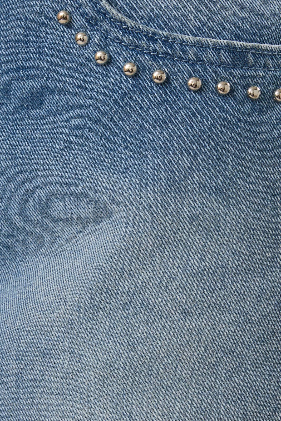 Low Rise Denim Beaded Skort