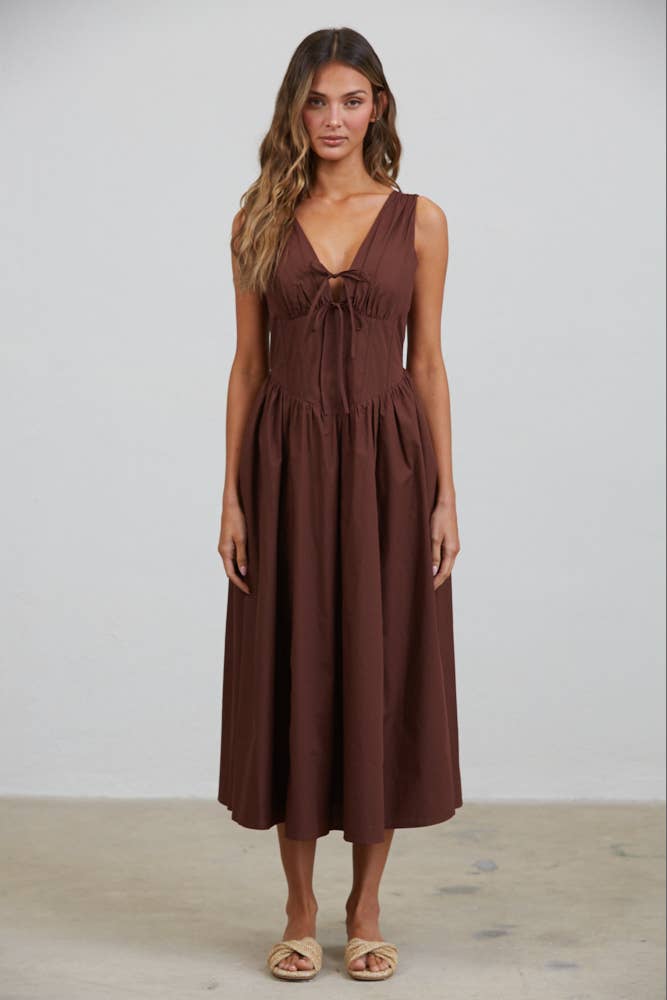 Rene Corset Mocha Midi Dress