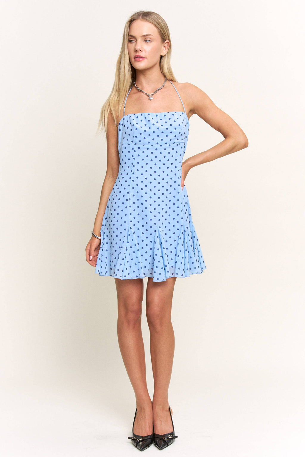 Halter Neck Polka Dot Mini Dress