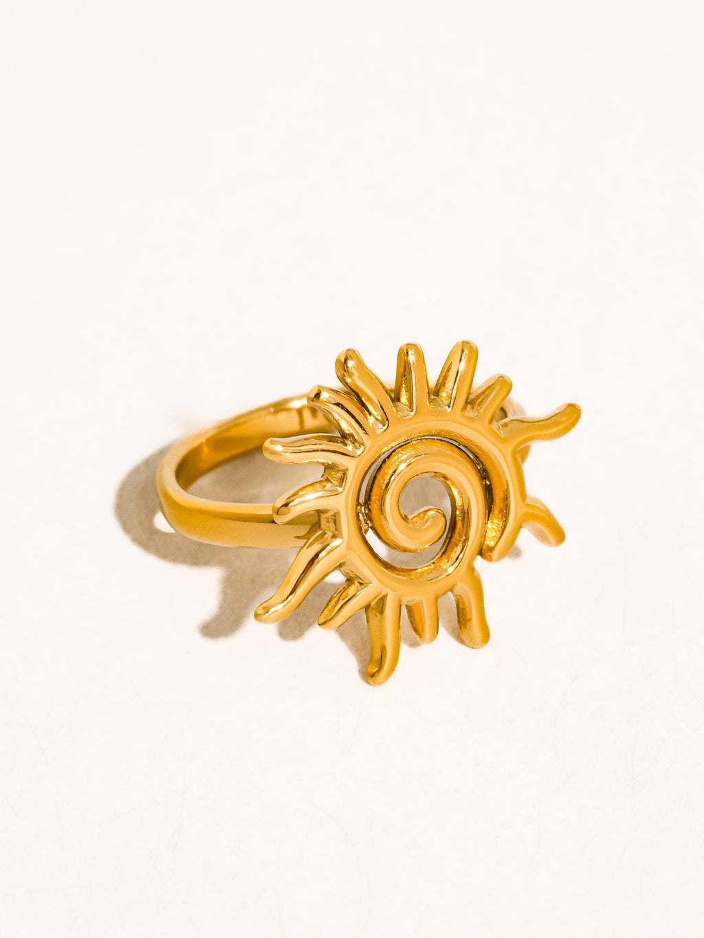 Starwyn 18K Gold Non-Tarnish Sun Spiral Statement Ring
