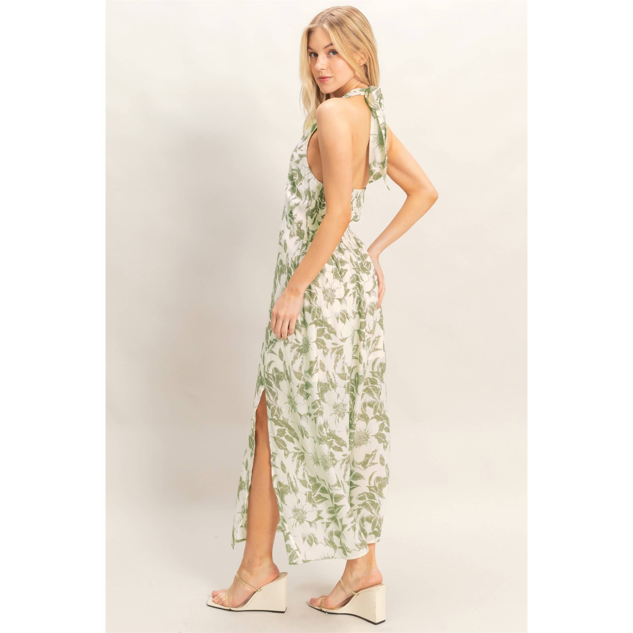 Floral Halter Neck Dress