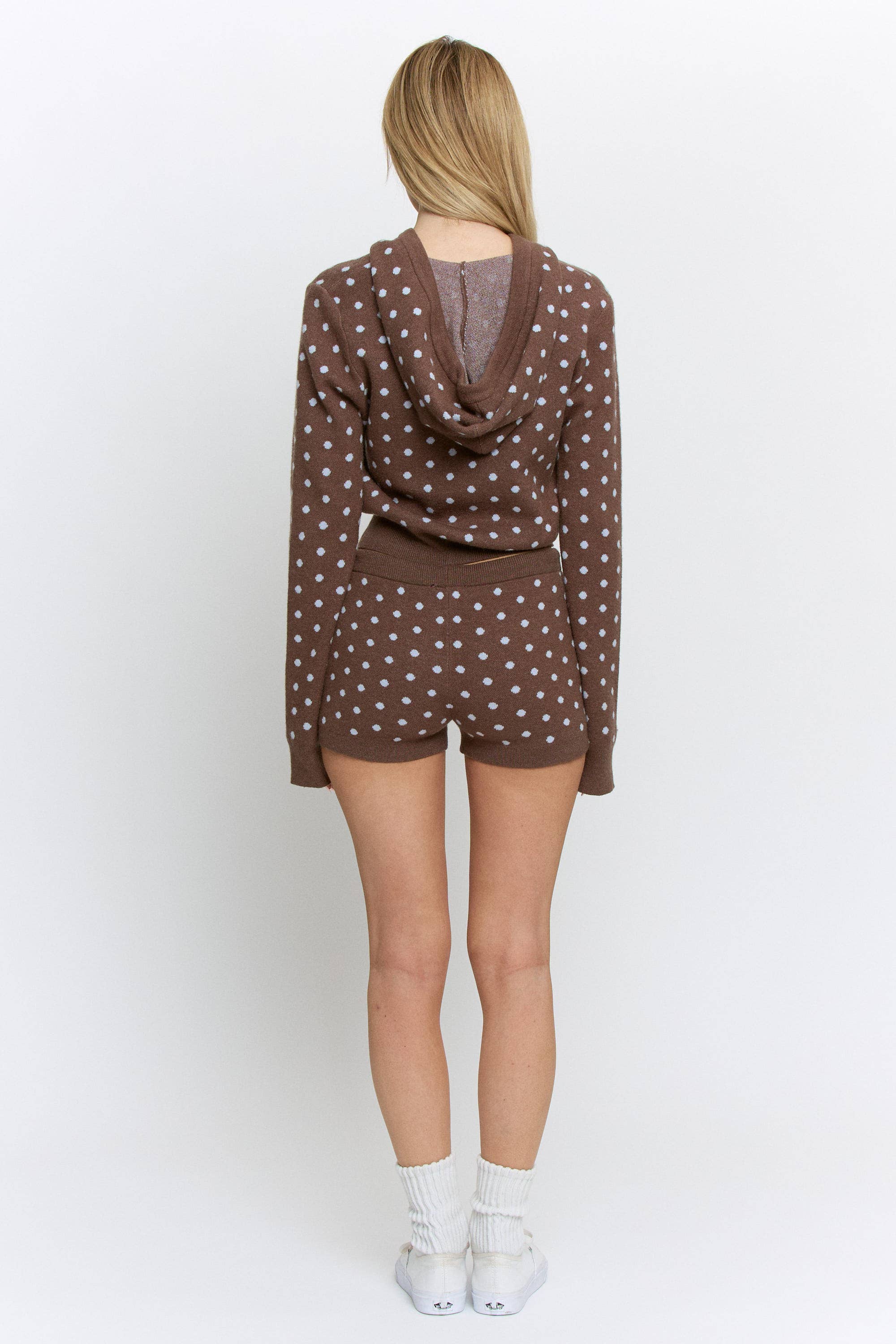 Polka Dot Zip Up w/ Shorts Lounge Set