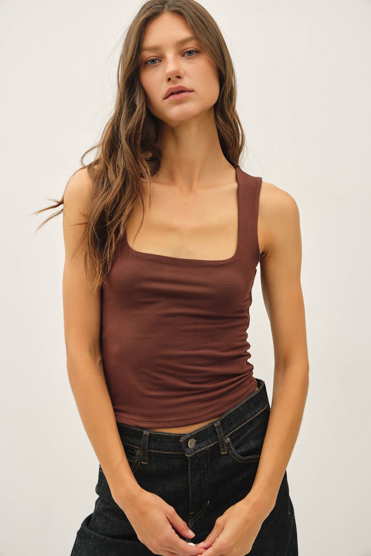 DOUBLE LINED SQUARE NECK TANK