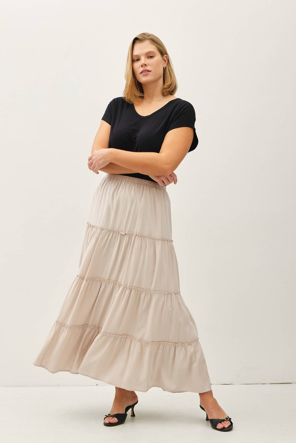 Plus Size Tiered Maxi Skirt