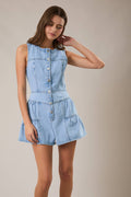 SLEEVELESS SHIRRED ROMPER