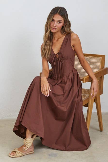 Rene Corset Mocha Midi Dress
