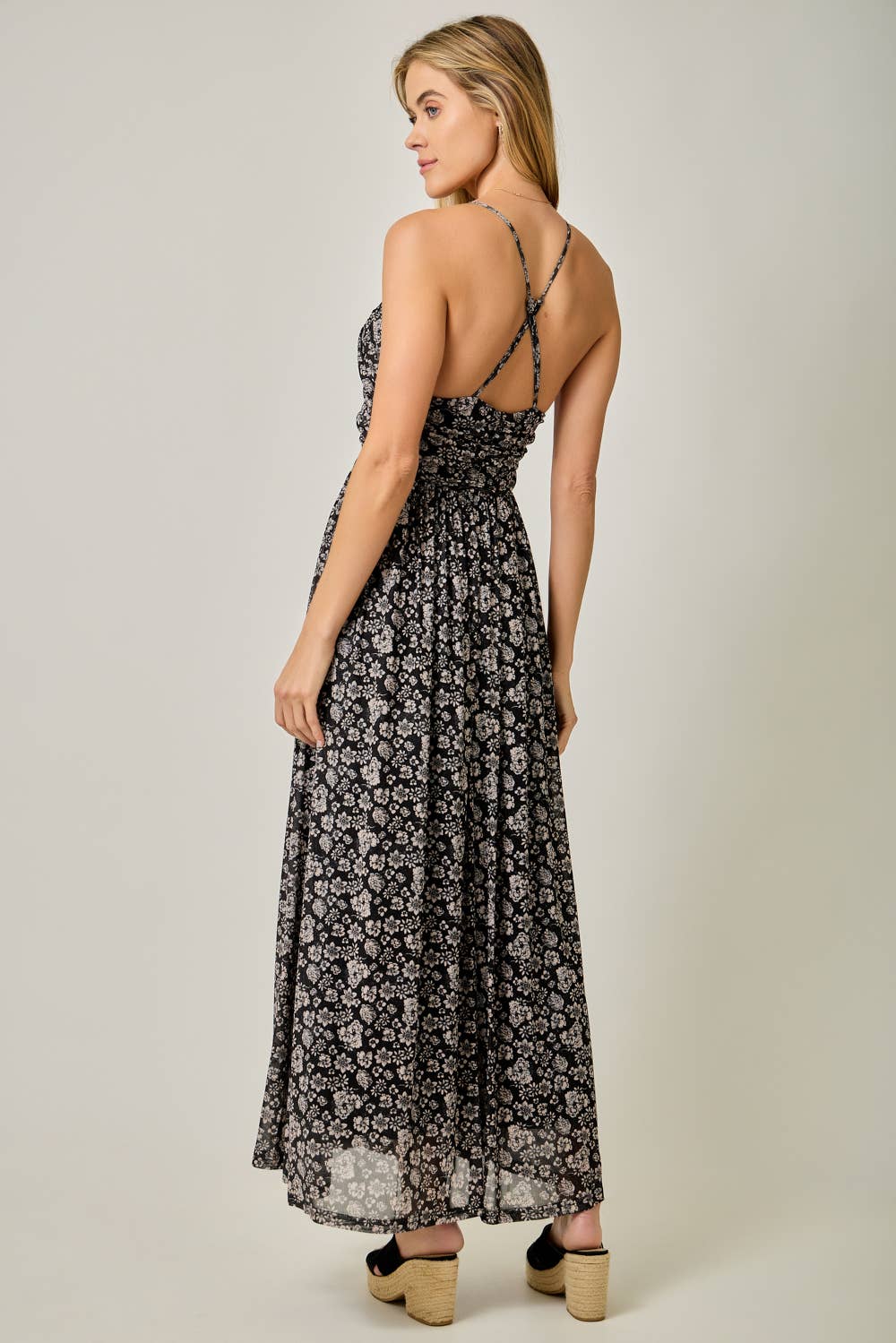 Criss-Cross Back Mesh Dress