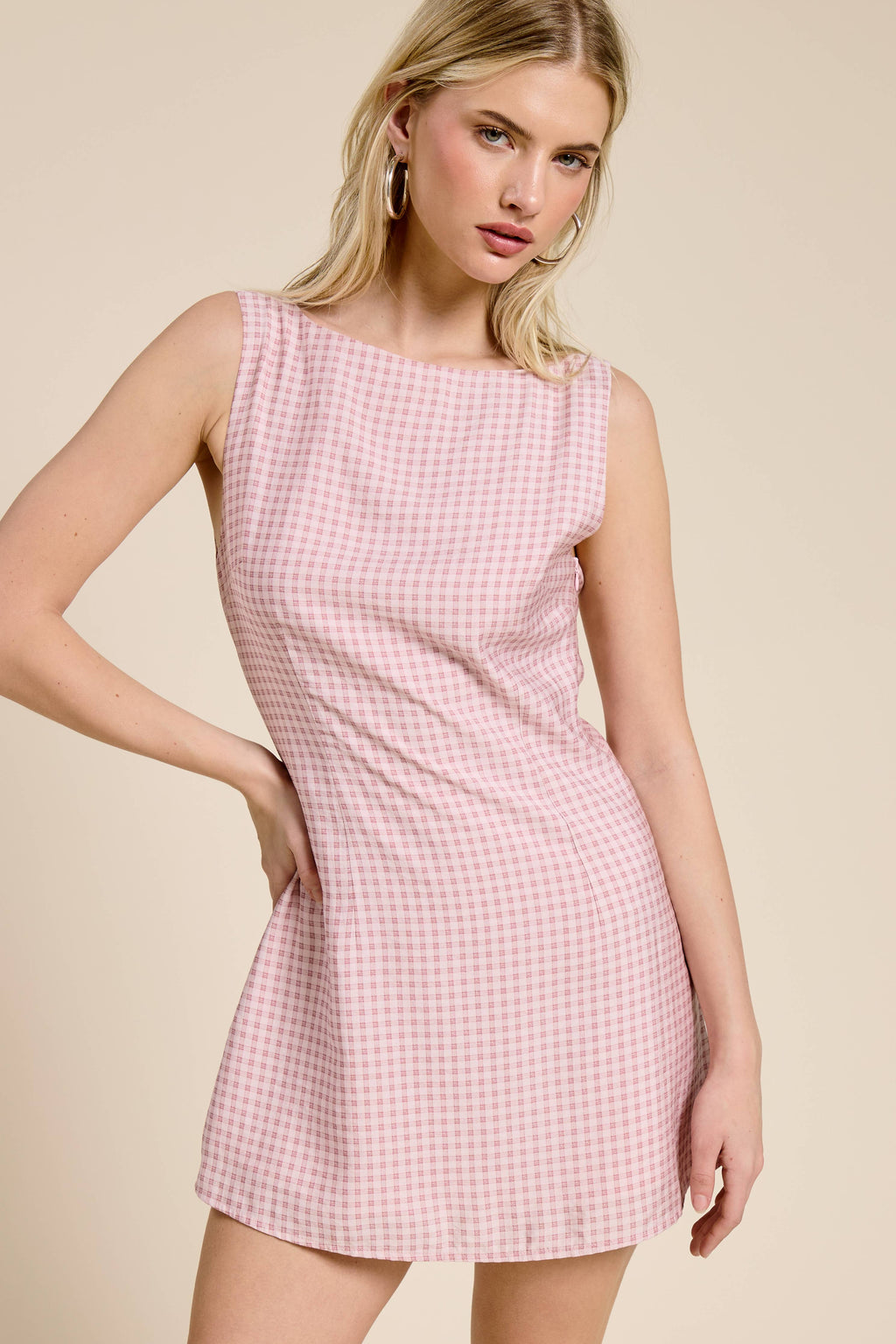 Sleeveless Gingham Mini Dress