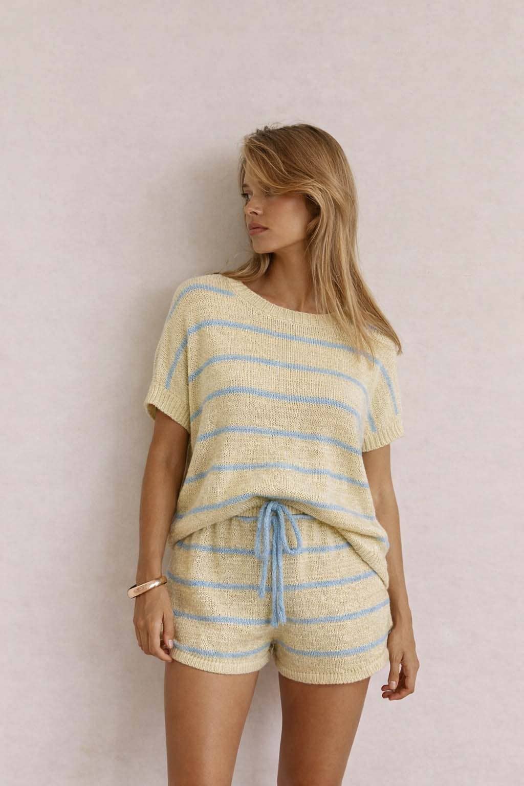Stripe Knit Short Set
