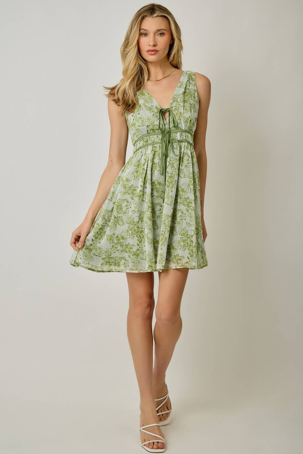 Floral Front Tie Mini Dress