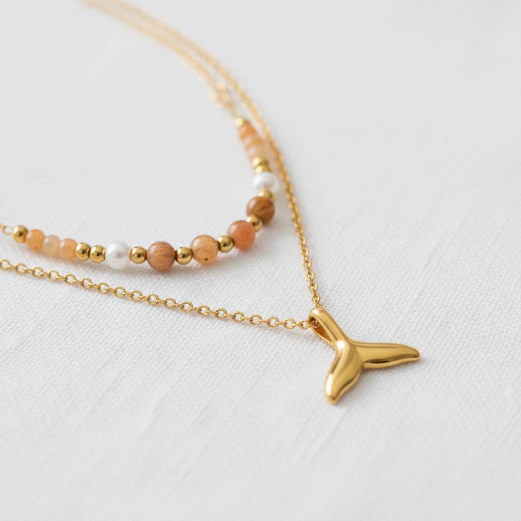 Stylish Double Layer Fish Tail Pendant Necklace