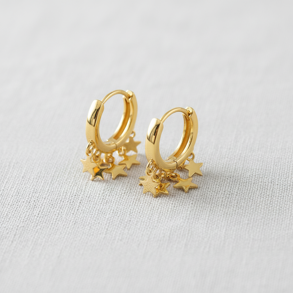 Star Design Hoop Earrings