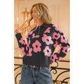 FLOWER PATTERN HALF ZIP SWEATER