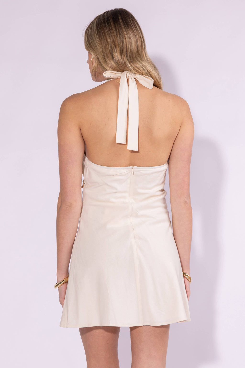 Shell Trim Halter Dress