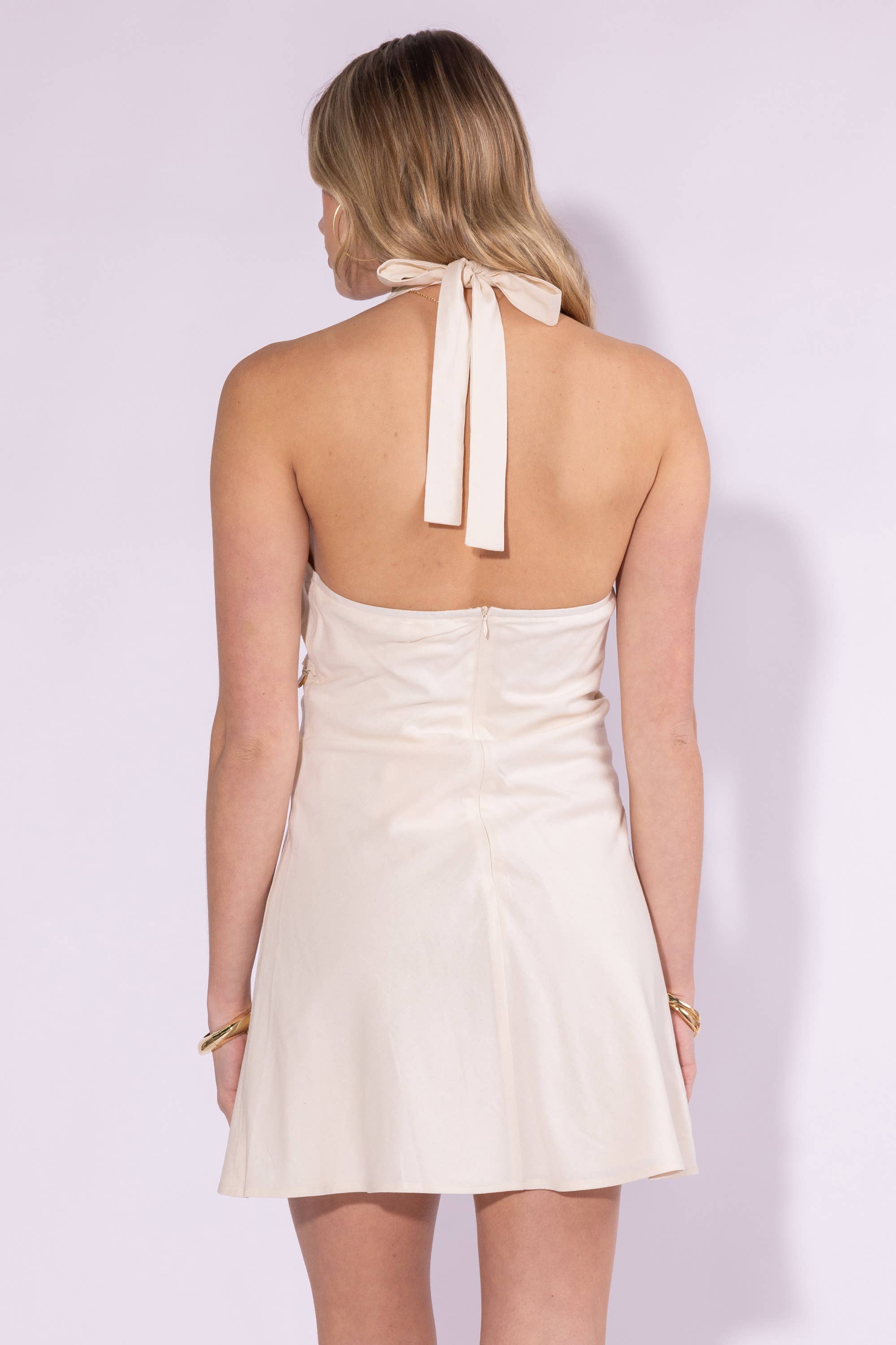 Shell Trim Halter Dress
