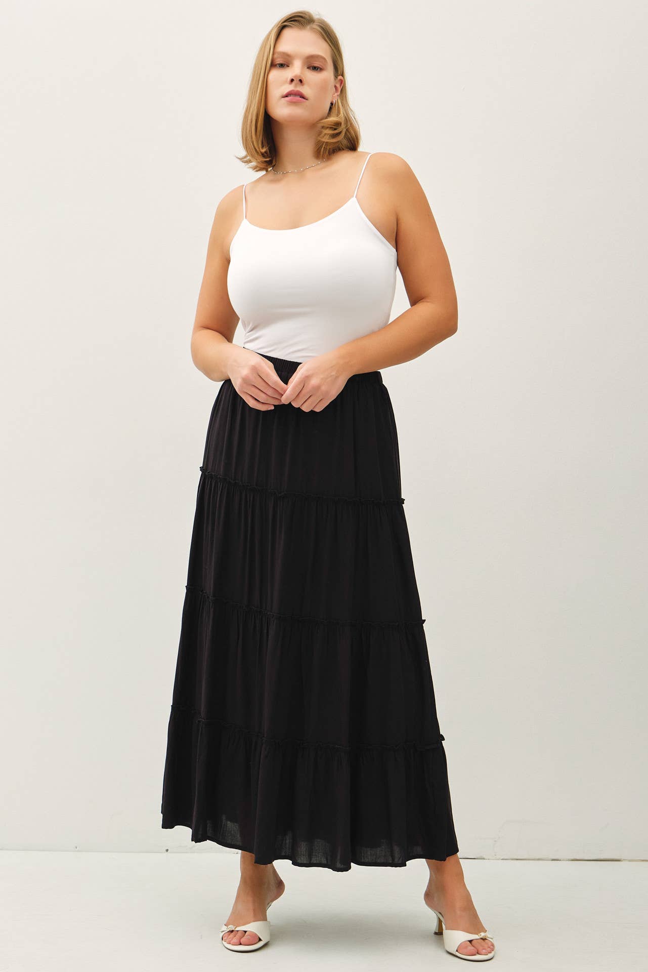 Plus Size Tiered Maxi Skirt