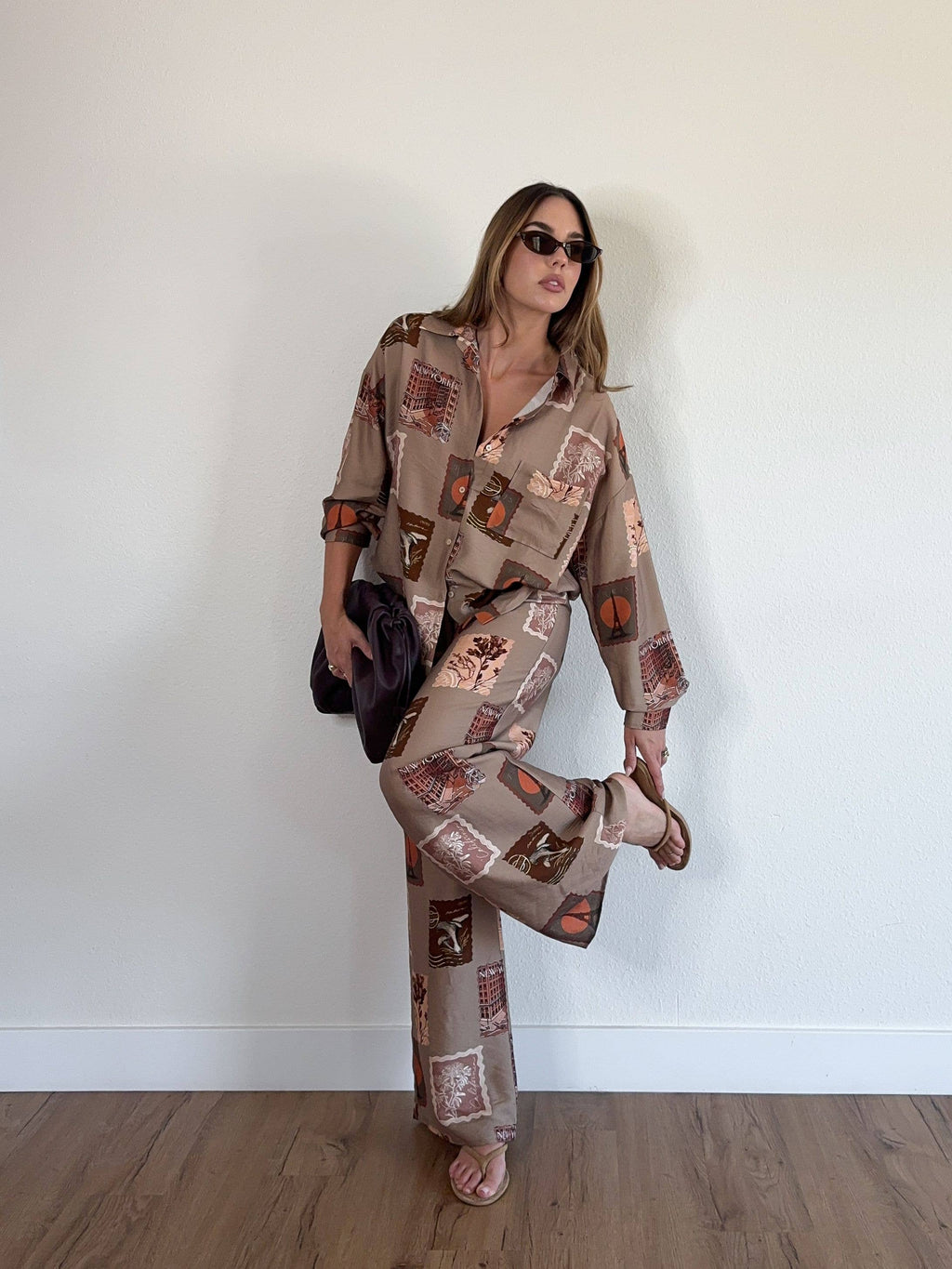 STAMP PRINT SHIRT AND PANT SET