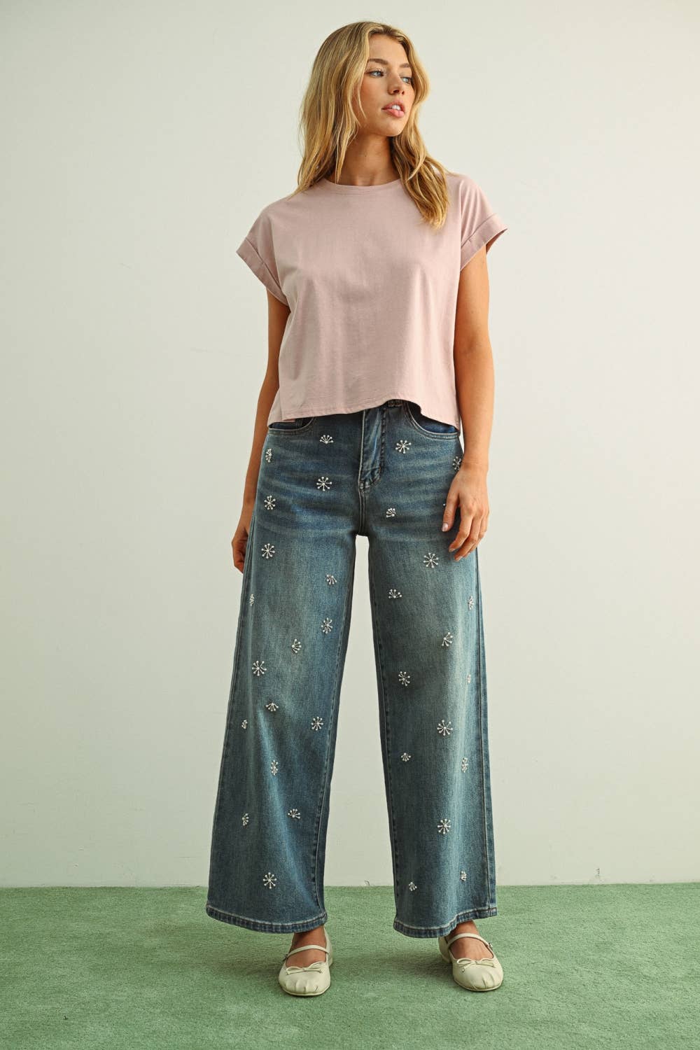 Clara Denim Beaded Pant