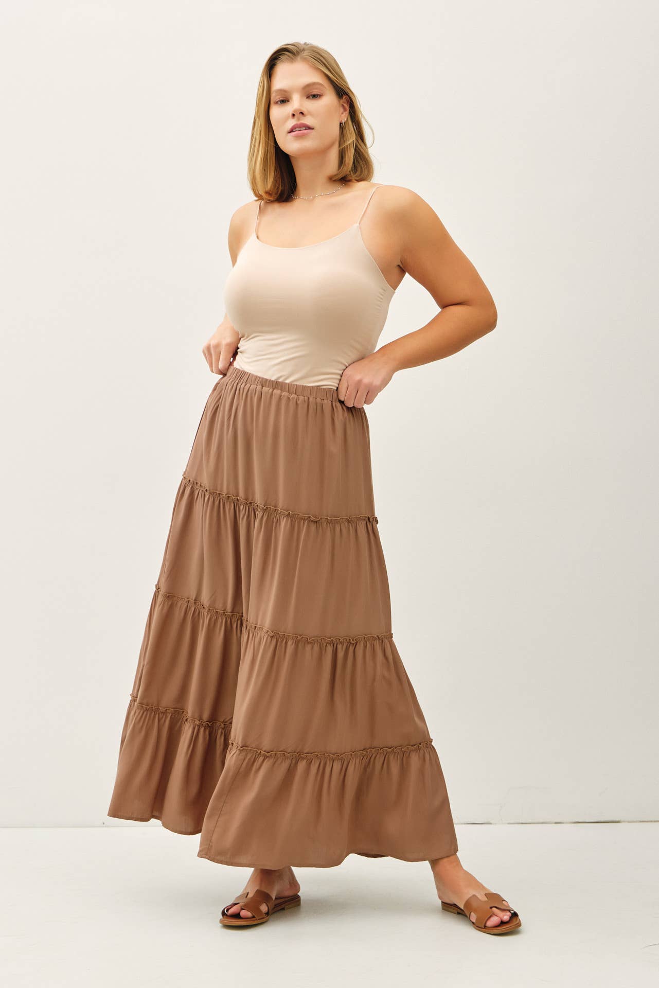 Plus Size Tiered Maxi Skirt