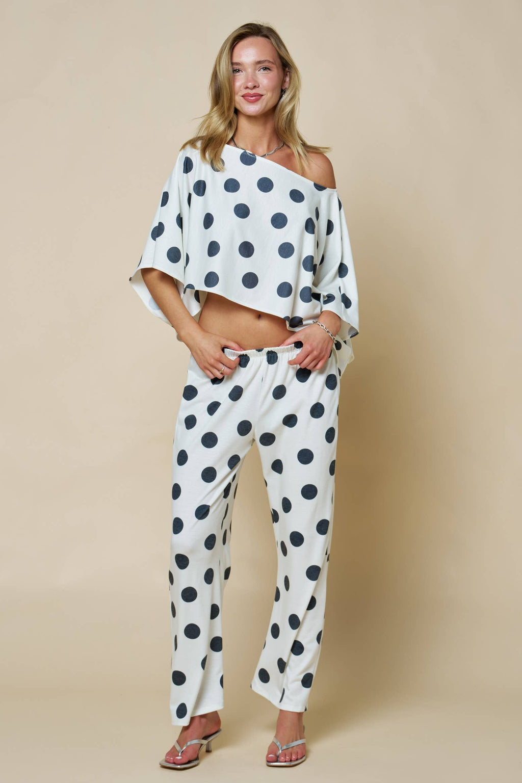 Off Shoulder Polka Dot Poncho