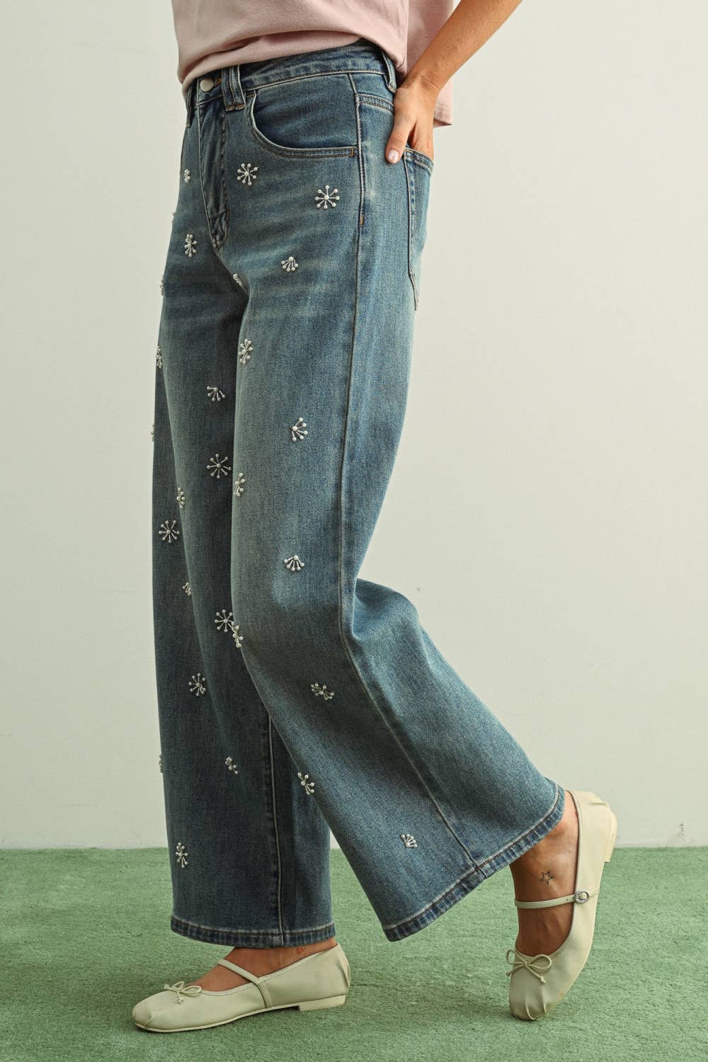 Clara Denim Beaded Pant