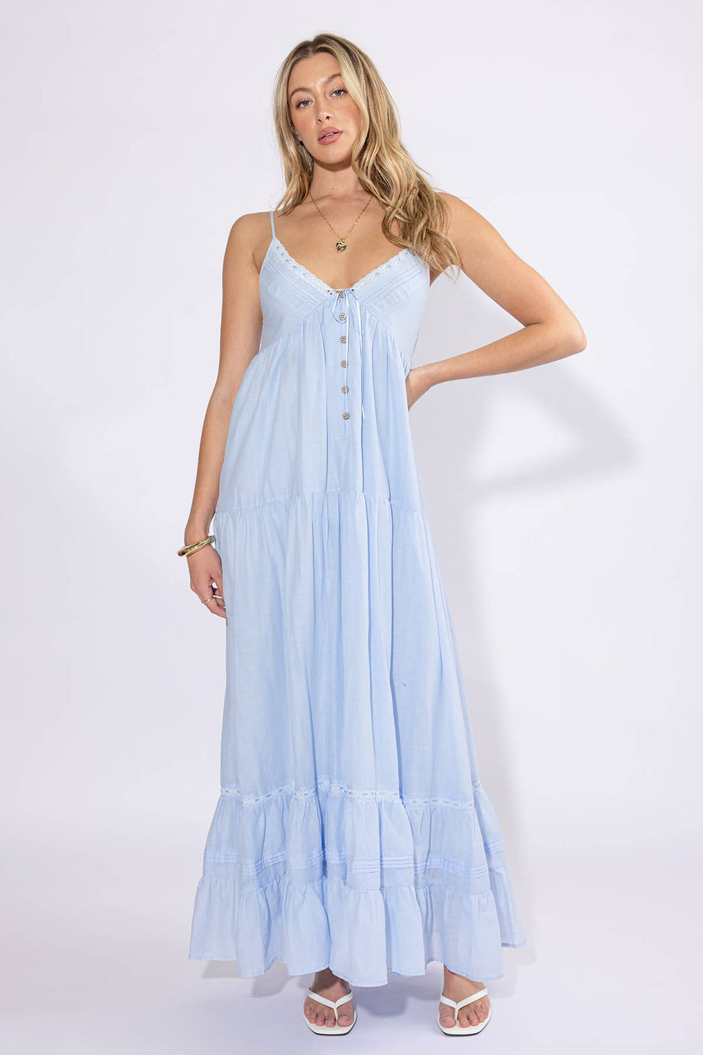 Babydoll Blue  Maxi Dress
