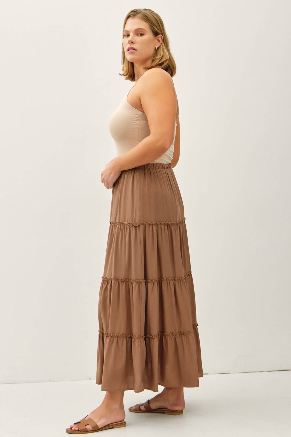 Plus Size Tiered Maxi Skirt