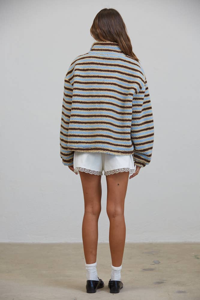 Sherpa Striped Half Zip Pullover
