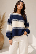 Fuzzy Stripe Knit Sweater