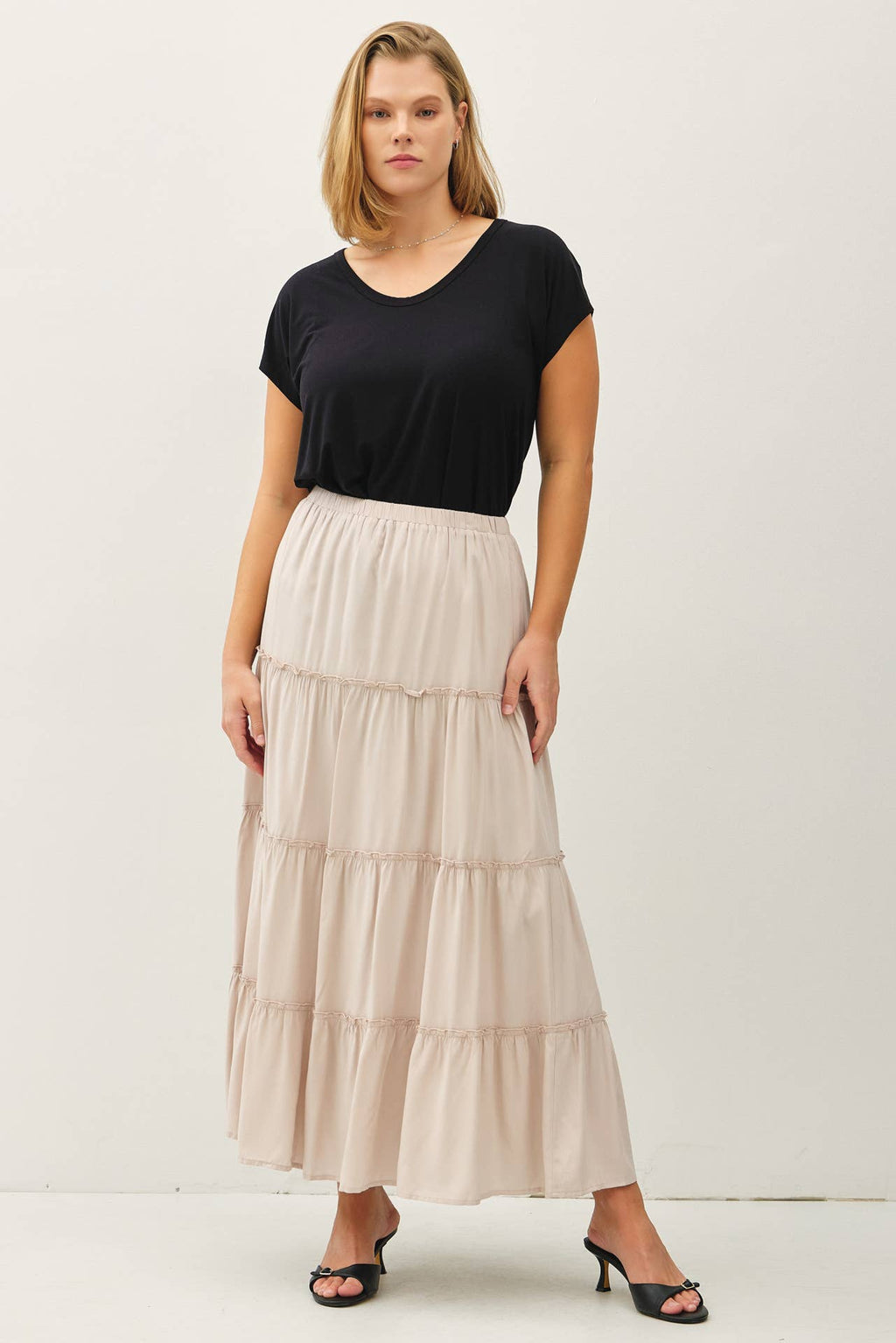Plus Size Tiered Maxi Skirt