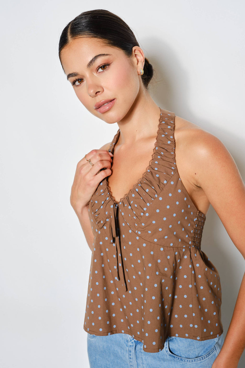 HAZEL RUCHED HALTER TOP