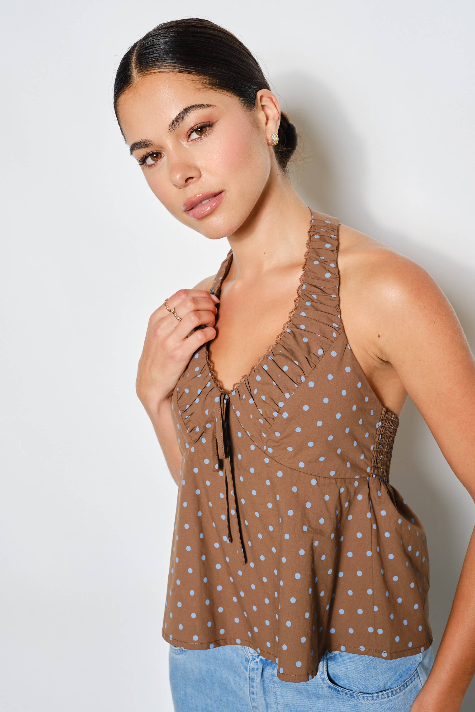 HAZEL RUCHED HALTER TOP