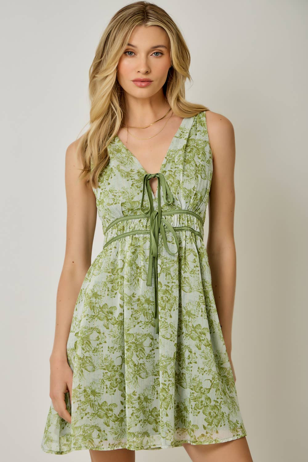 Floral Front Tie Mini Dress