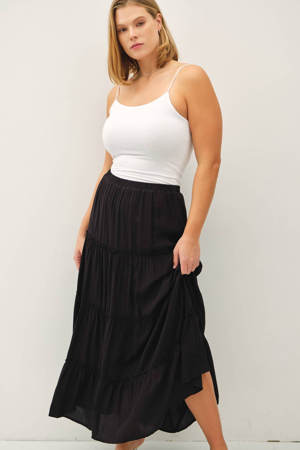 Plus Size Tiered Maxi Skirt