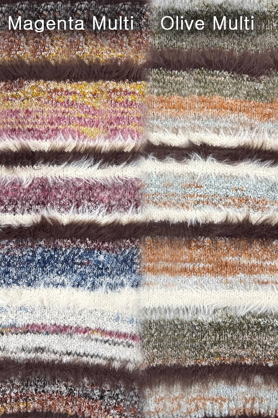 Fuzzy Striped Knit Sweater