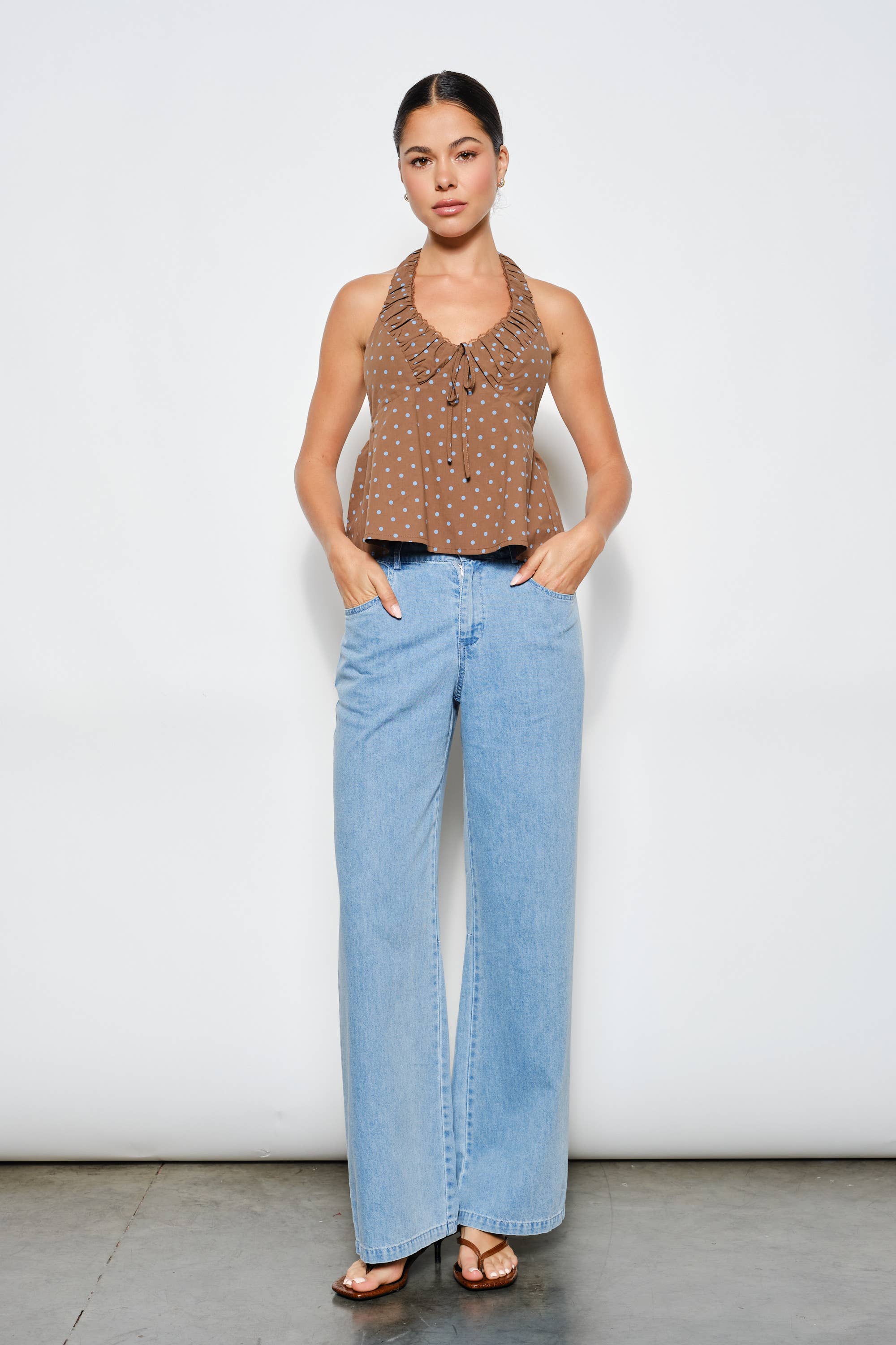 HAZEL RUCHED HALTER TOP
