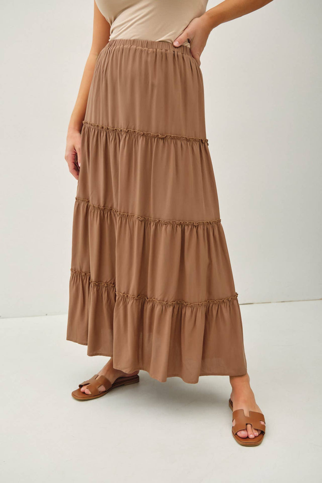 Plus Size Tiered Maxi Skirt