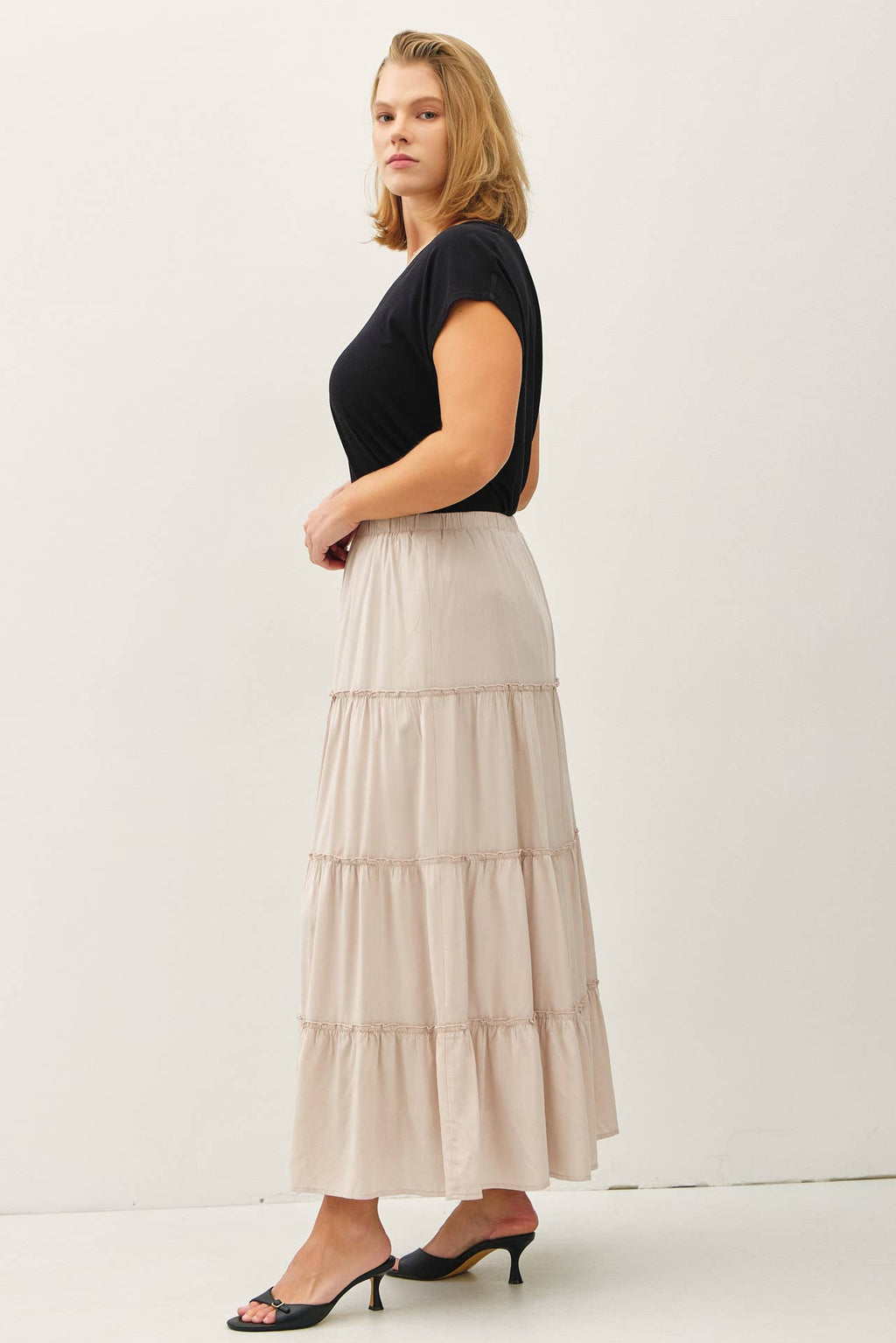 Plus Size Tiered Maxi Skirt