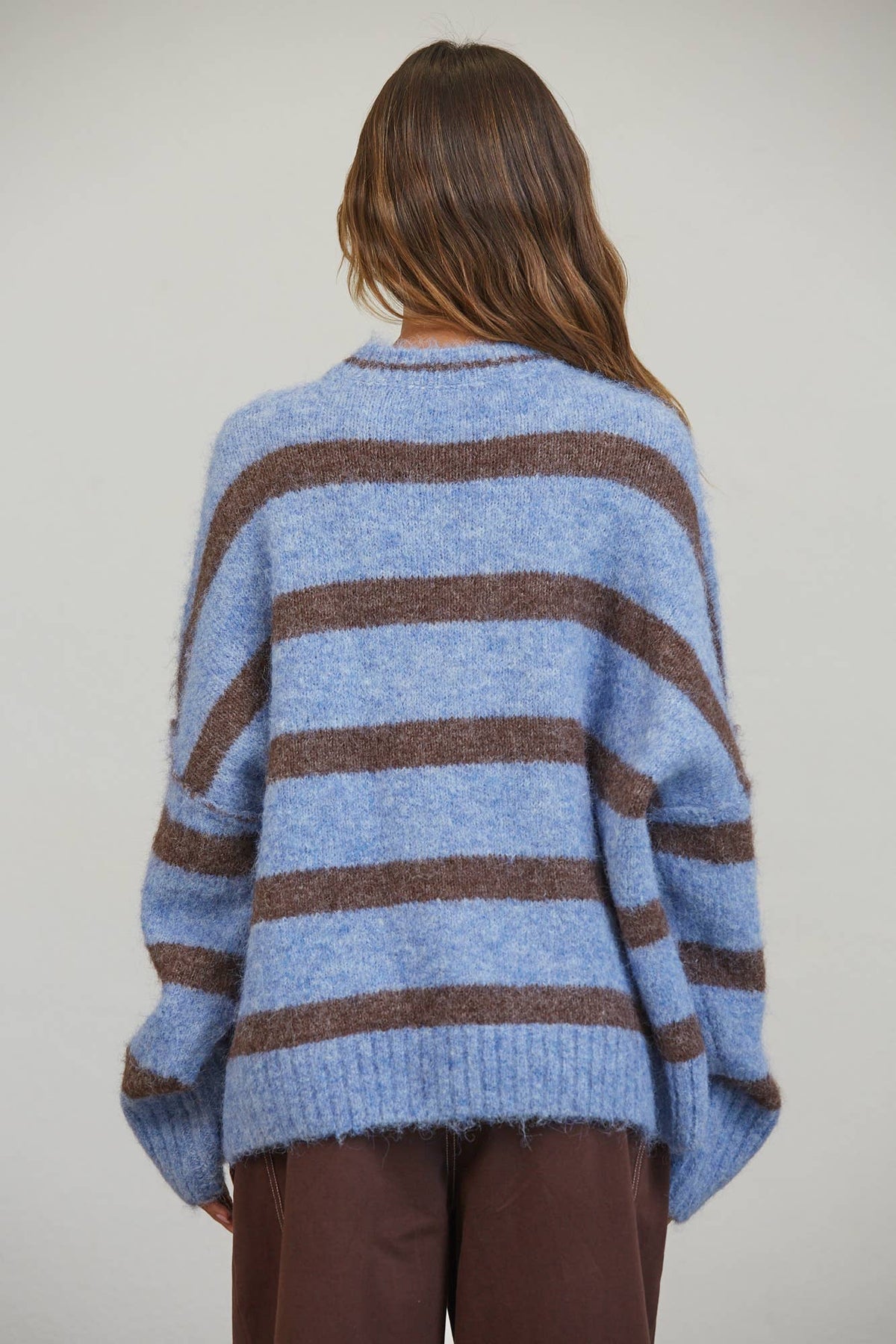 Fuzzy Boyfriend Fit Stripe Sweater