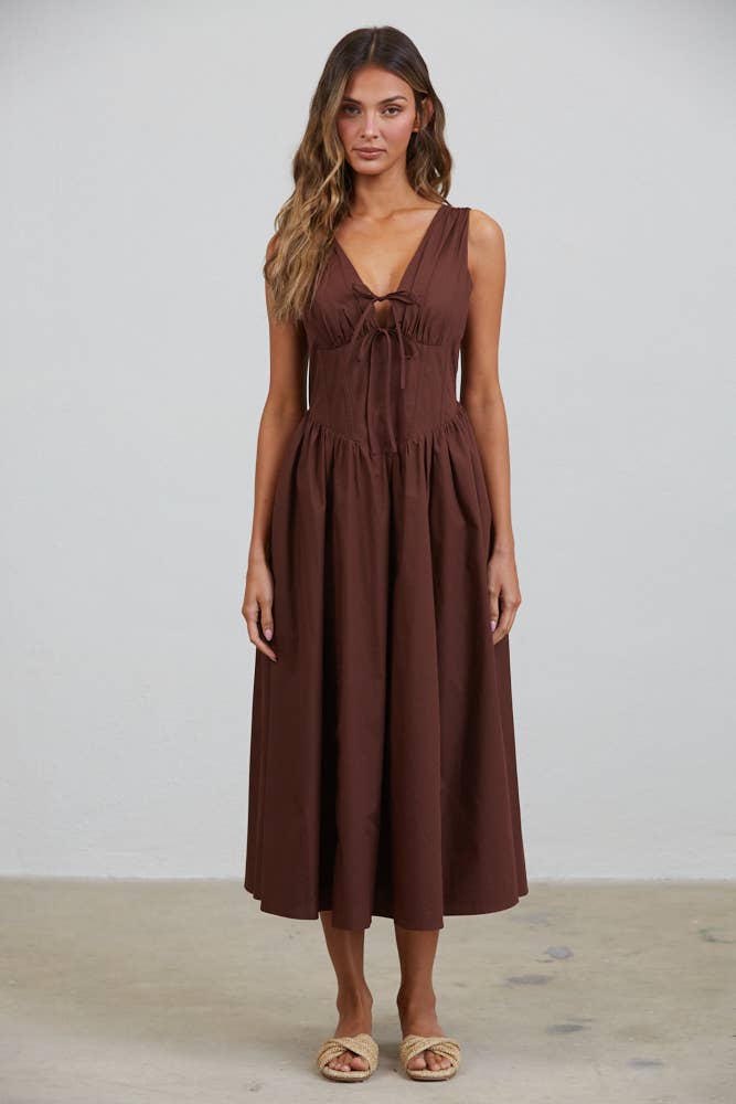 Rene Corset Mocha Midi Dress