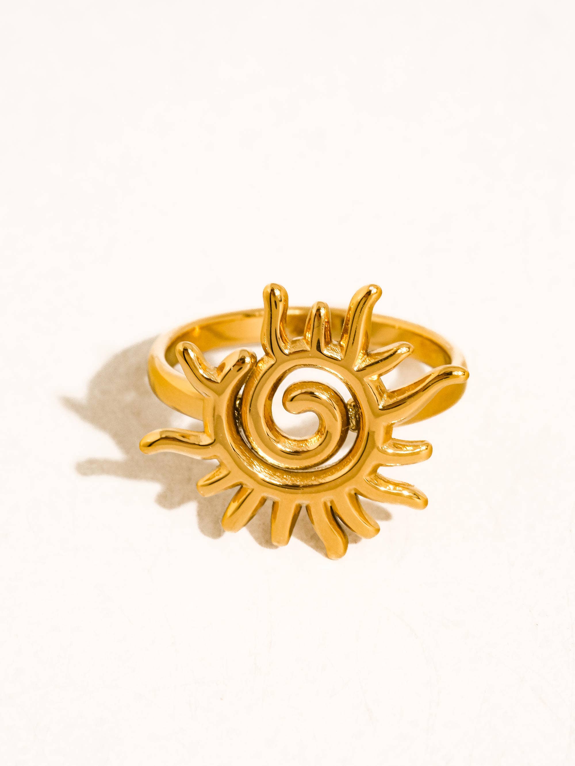 Starwyn 18K Gold Non-Tarnish Sun Spiral Statement Ring