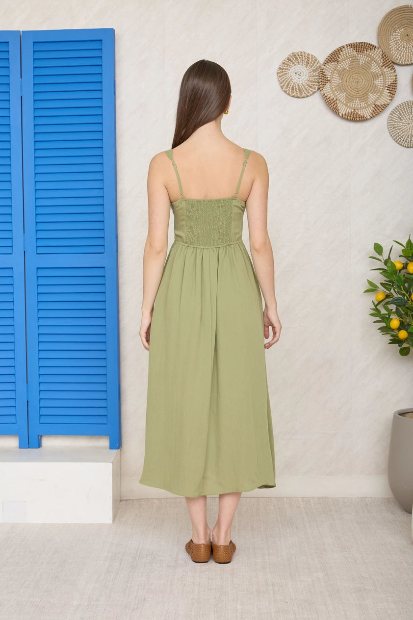 Soft Girl Summer Midi Dress | Butter Yellow, White, Olive