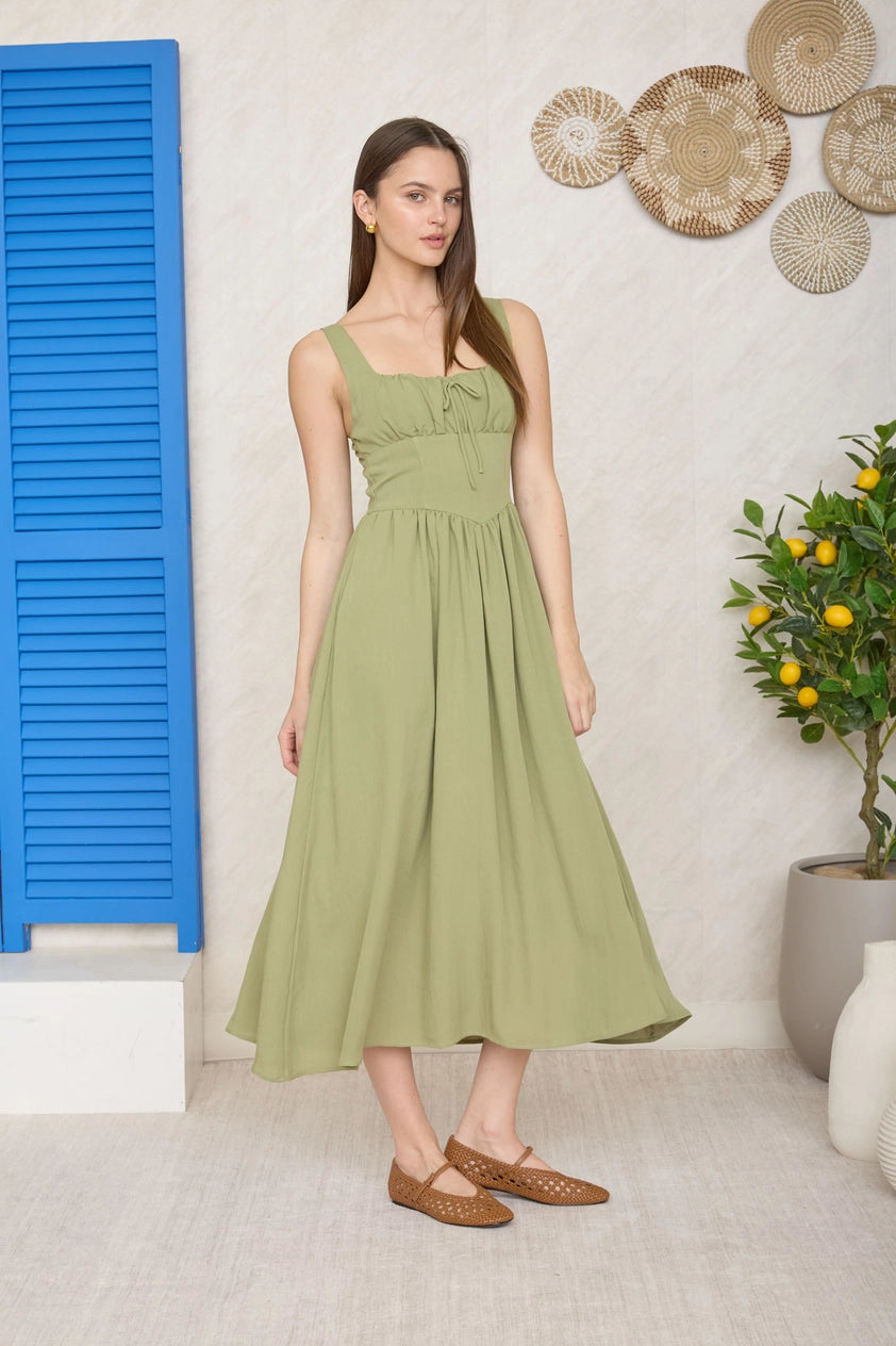 Soft Girl Summer Midi Dress | Butter Yellow, White, Olive