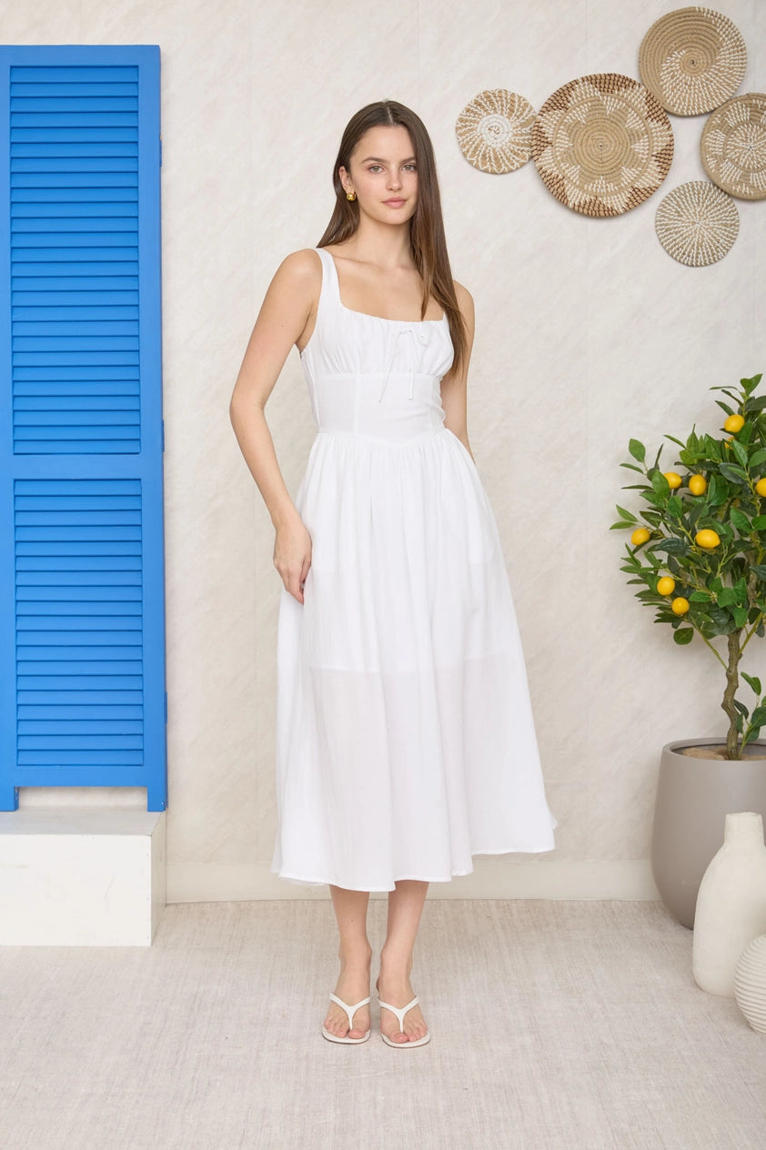 Soft Girl Summer Midi Dress | Butter Yellow, White, Olive